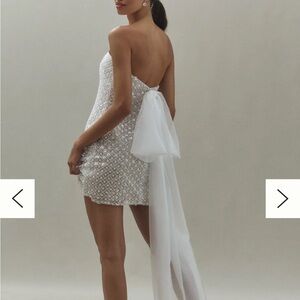 Anthropologie White Sequin Mini Dress